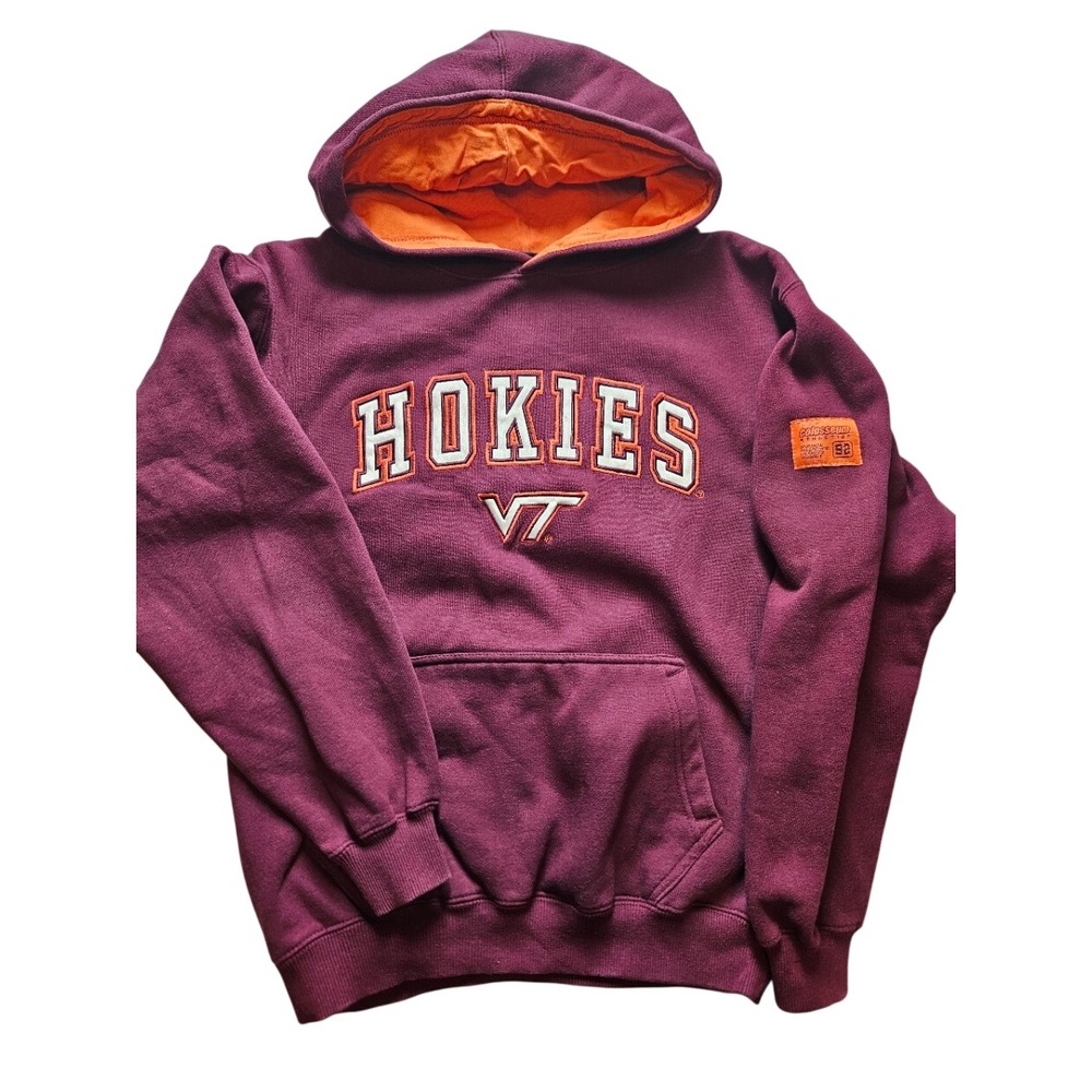 Colosseum Virginia Tech Hokies Youth Large Hoodie Maroon Orange VT Sweatshirt